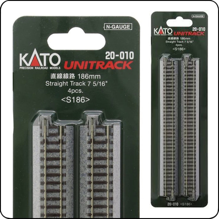 Kato 20-010 186mm Gerade Gleise (S186) / 7 5/16') Straight Track S186 (4 pcs.) (N Scale)