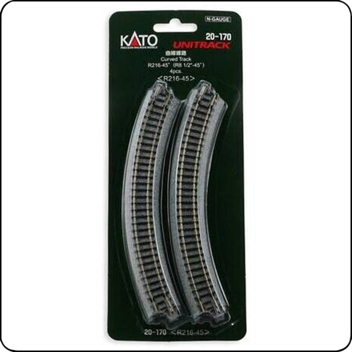 Kato 20-170 216mm (8") Radius 45° Kurvengleis R216-45 (Spur N) / 7078112