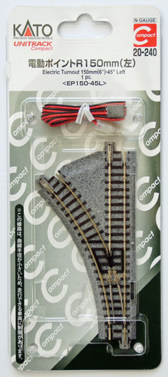 Kato 20-240 Elektrische Weiche links 150mm 45° EP150-45L – N-Spur