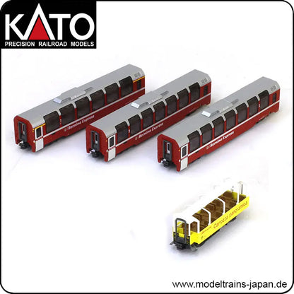 Kato 10-1656 (7074057) Schweizer Rhätische Bahn Bernina Express (Neues Logo)> 4er-Ergänzungsset (Spur N)