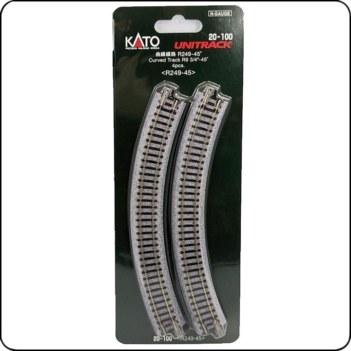 Kato 20-100 249mm (9 3/4") 45° Kurvengleis R249-45 (Spur N) / 7078100