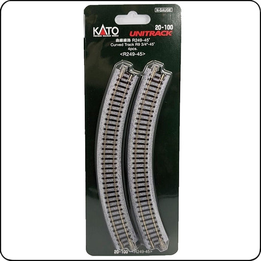 Kato 20-100 249mm (9 3/4") 45° Kurvengleis R249-45 (Spur N) / 7078100