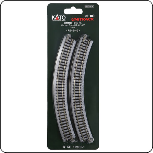 Kato 20-100 249mm (9 3/4") 45° Kurvengleis R249-45 (Spur N) / 7078100 /