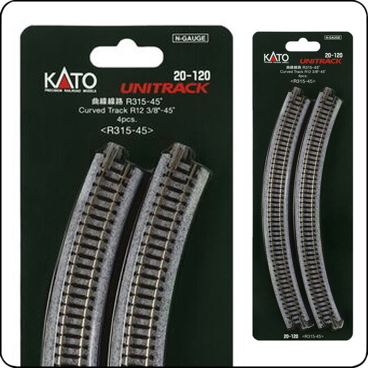 Kato 20-120 315mm (12 3/8") Radius 45° Kurvengleis R315-45 (Spur N) / 7078103