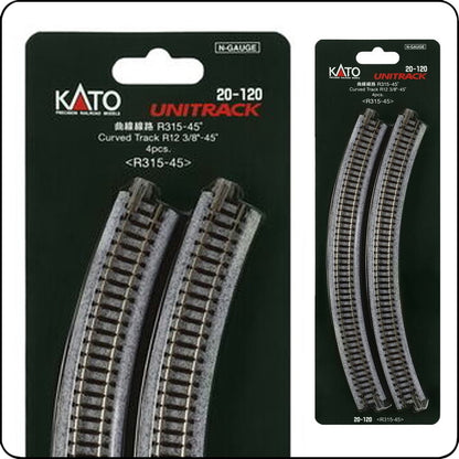Kato 20-120 315mm (12 3/8") Radius 45° Kurvengleis R315-45 (Spur N) / 7078103