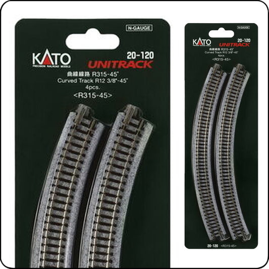 Kato 20-120 315mm (12 3/8") Radius 45° Kurvengleis R315-45 (Spur N) / 7078103