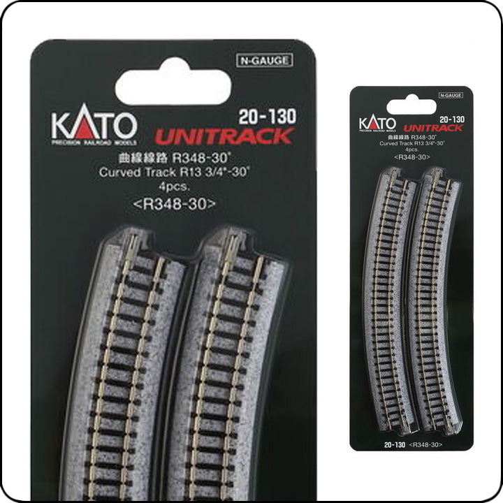 Kato 20-130 Kurven-Gleis R348-30 – Spur N - 7078105 / 348mm (13 3/4') 30 Curve Track R348-30