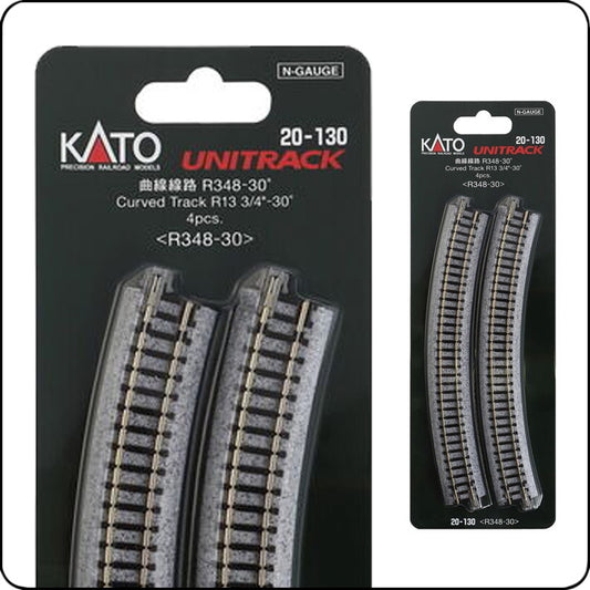 Kato 20-130 Kurven-Gleis R348-30 – Spur N - 7078105 / 348mm (13 3/4') 30 Curve Track R348-30