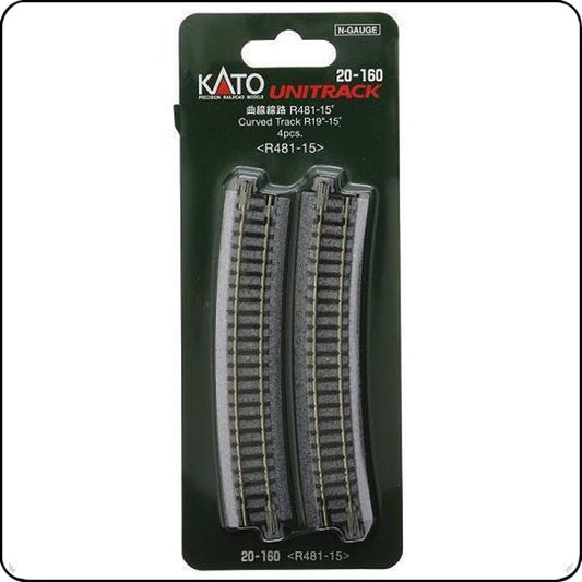 Kato 20-160 481mm (19") Radius 15° Kurvengleis R481-15 (Spur N) / 7078109