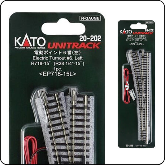 Kato 20-202 Linke Weiche 718 mm (28 1/4') EP718-15L / Kato 20-202 Left Turnout