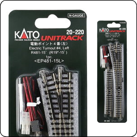 Kato 20-220 #4 Linksweiche mit 481 mm Kurvenradius (R19'-15) (Spur N) / 7078203