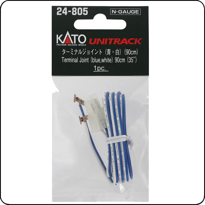 Kato 24-805 Terminal Joint (Blau/Weiß Kabel / 90 cm) – für Spur N / UNITRACK
