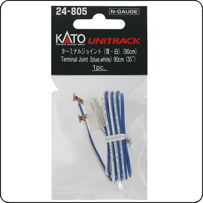 Kato 24-805 Terminal Joint (Blau/Weiß Kabel / 90 cm) – für Spur N / UNITRACK